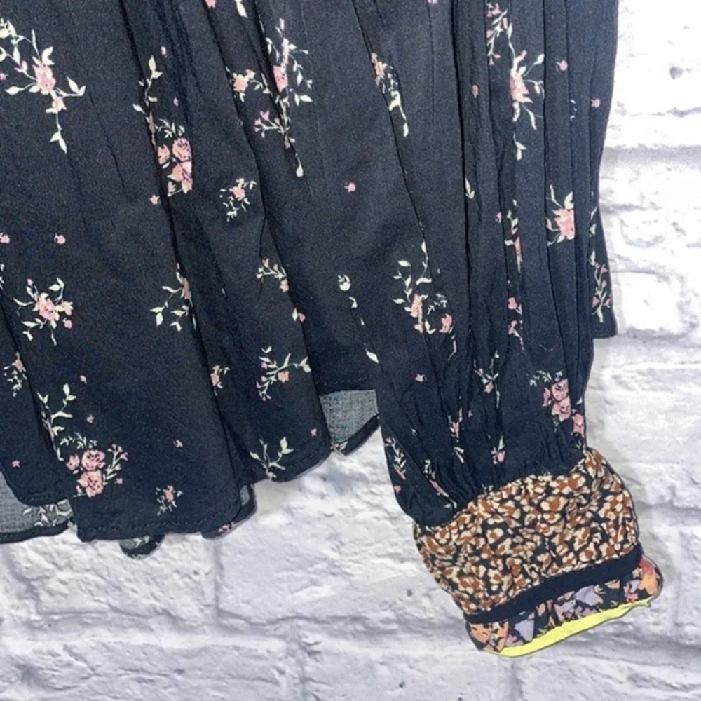 Free People Paloma Print Top Floral Peasant Cottagecore Boho Vintage Vibe Blouse